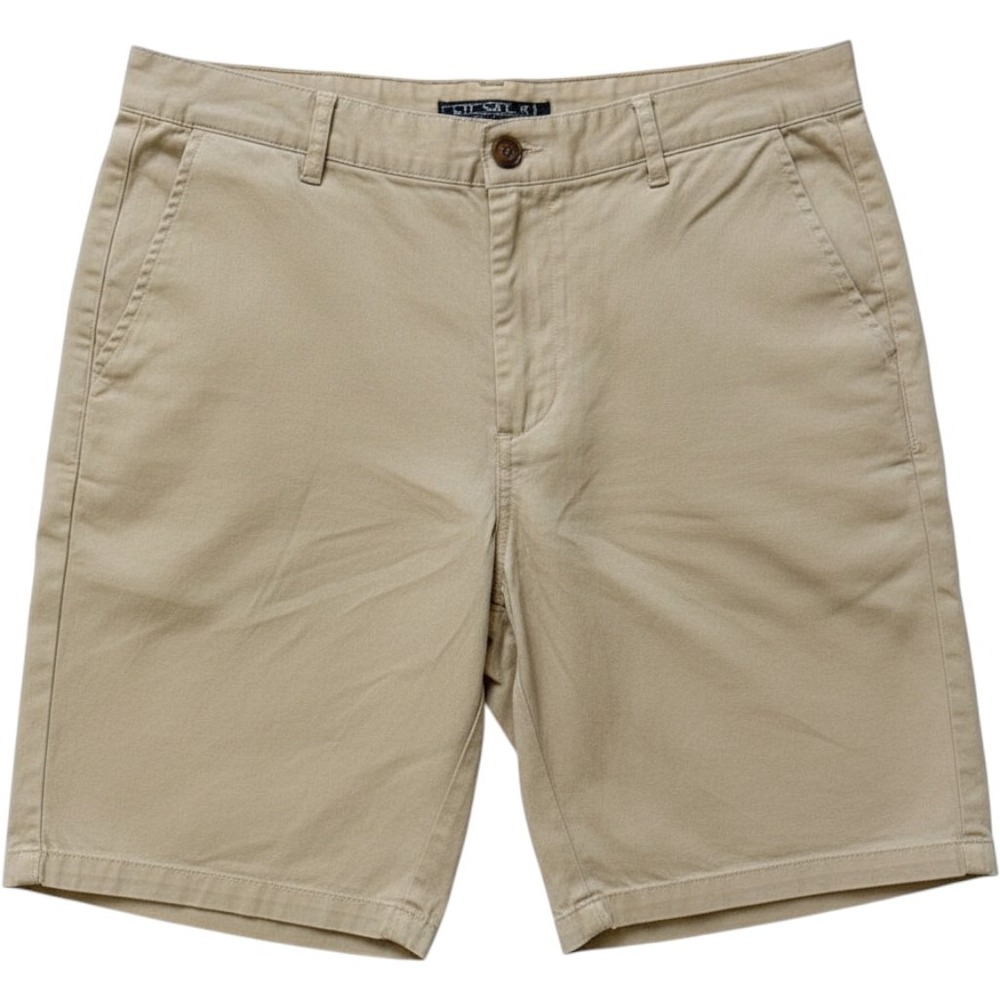 Distortion Mens Khaki Chino Shorts Tan Flat Front Twill Size 36 NWT